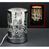 Silver Flowers Cylinder Oil Burner Lamp