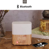 Wood Clock Ultrasonic Aroma Diffuser with Bluetooth Speaker - 300 ml
