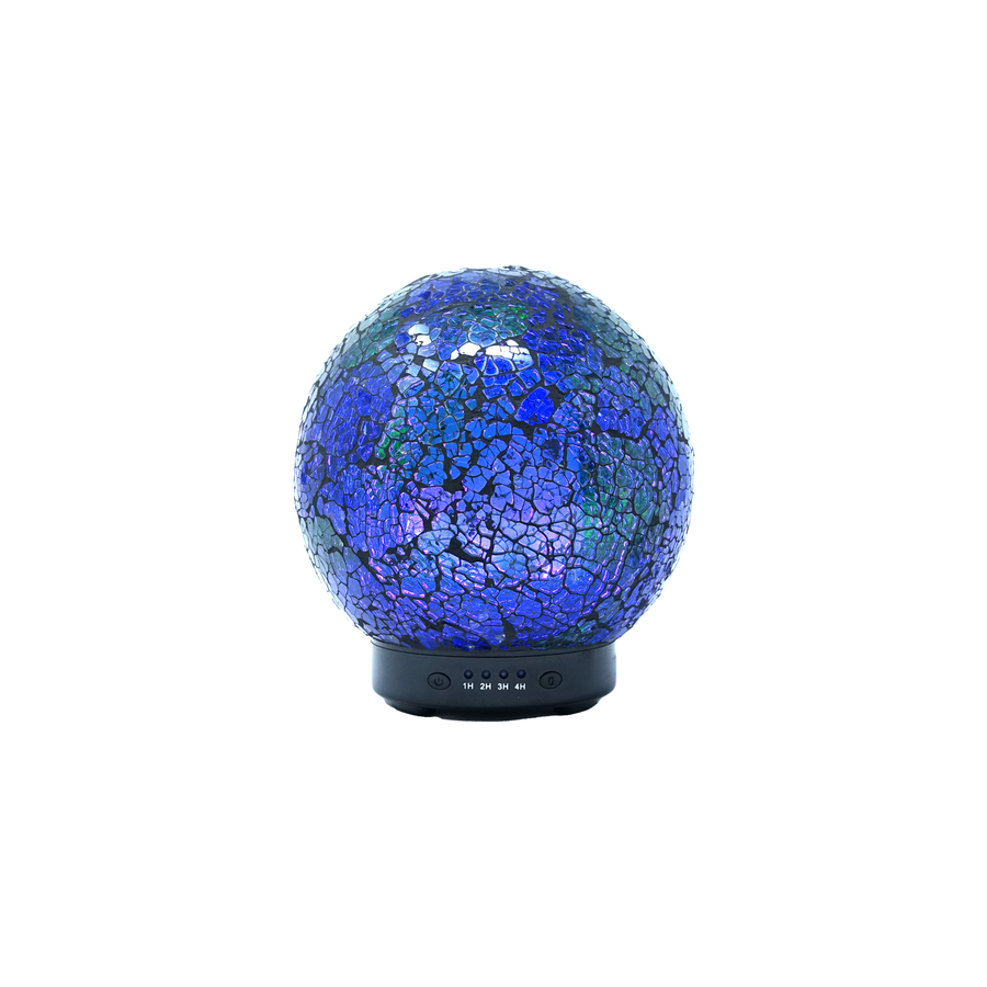 Blue Art Glass Ball Ultrasonic Aroma Diffuser - Multicolor Lights - 160ml