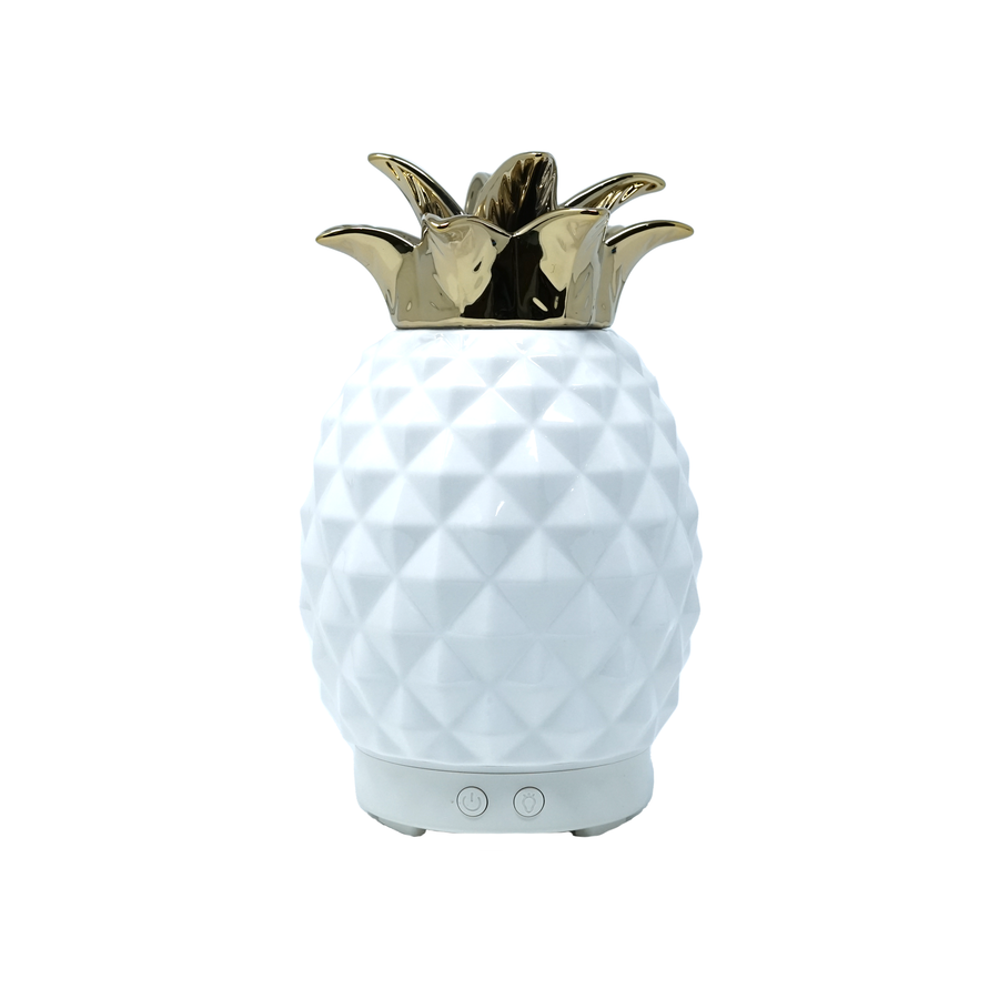 Gold Pineapple Ceramic Ultrasonic Aroma Diffuser - Multicolor Lights - 100ml