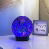 Blue Art Glass Ball Ultrasonic Aroma Diffuser - Multicolor Lights - 160ml