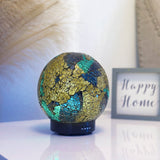 Teal Art Glass Ball Ultrasonic Aroma Diffuser - Multicolor Lights - 160ml