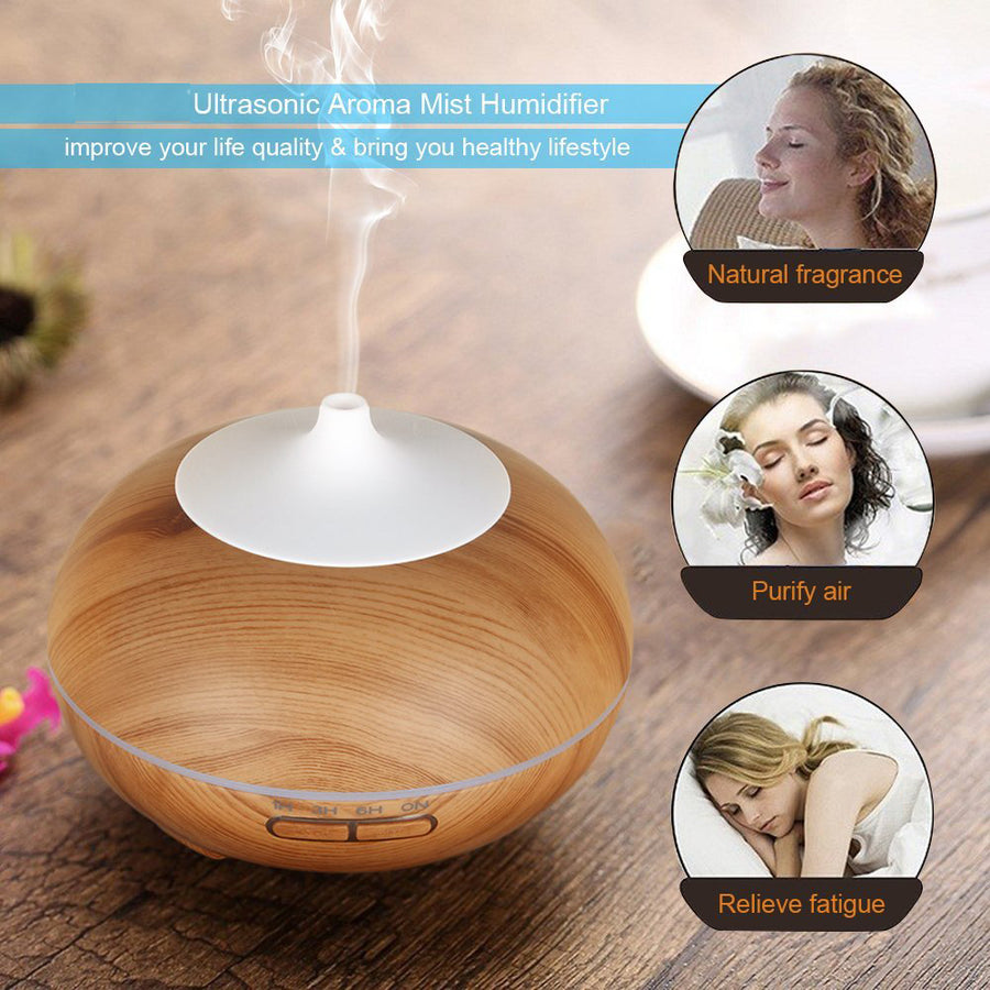 Light Bamboo Ultrasonic Aroma Diffuser with Bluetooth Speaker - 500 ml